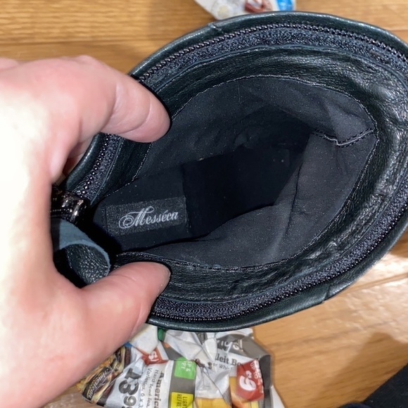 Messeca Black Leather Knee High Tiered Adjustable Heeled Boots 90's  (Size 6.5M) - Picture 9 of 14